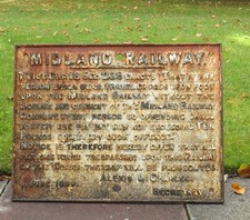 Large Original Cast Iron Midland Railway MR Trespass Sign Dated 1899