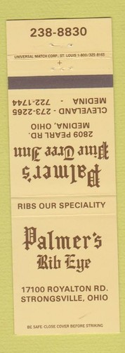 Matchbook cover palmer s rib - palmer's,