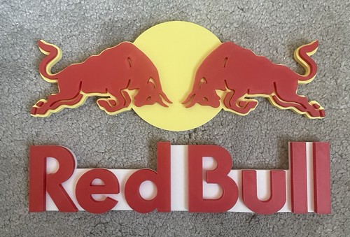 Large red bull - sign., both