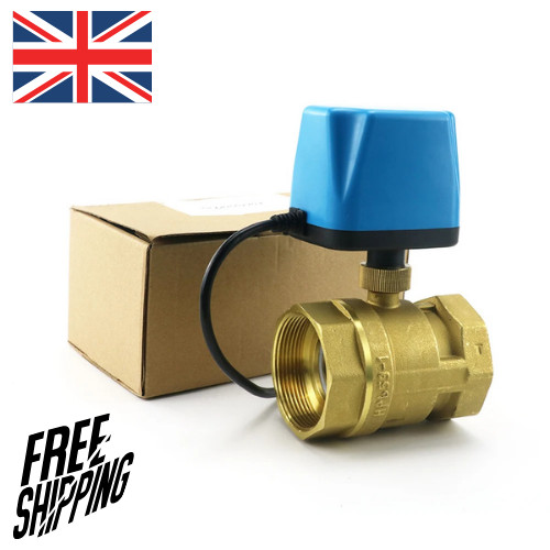 Motorized brass ball valve - brass, 1/2