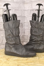 VINTAGE 80'S PULL ON BLACK LEATHER WINTER GRANNY BOOTS SIZE 6 / 39 UNBRANDED