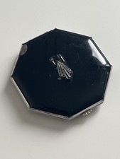 Vintage 1930s Gwenda Octagonal Black Enamel Powder Compact Rare