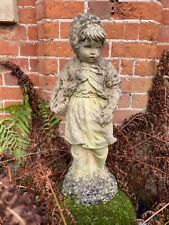 Vintage Garden Ornament Statue Antique Victorian Girl Reclaimed Cast Stone Old