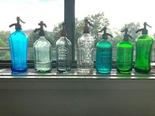 7 Antique Seltzer Bottles sold individually - Brooklyn New York and Boise Idaho
