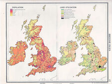 1961 MAP ~ BRITISH ISLES ~ POPULATION LAND UTILISATION 