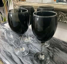 4 BLACK WINE GLASSES 7.5"TALL AND 3" DIAMETER