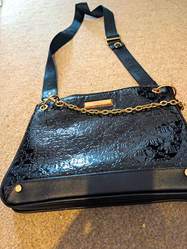 River island black patent logo - river,