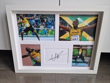 Usain Bolt Signed 16x12 Framed Olympics Presentation, Jamaica *COA*