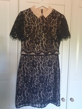 Oasis Black Prairie Lace Dress Size 10, Fantastic Condition