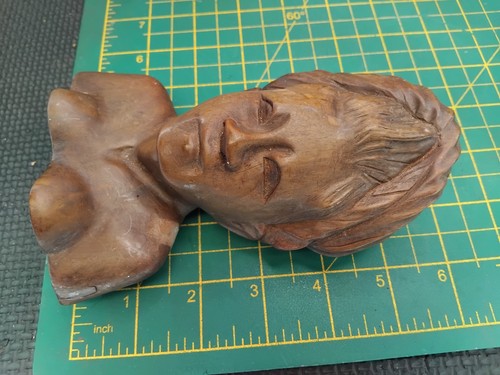 Vintage carved wooden head - wooden,