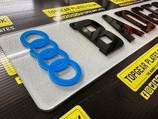 2x 4D Acrylic Stylish Car License Number Plate Audi Blue Stickers Side Badges