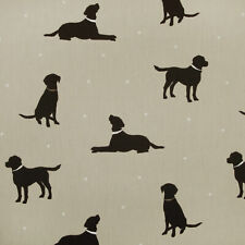  Rover Black Dog Linen 100% Cotton Fabric Clarke and Clarke