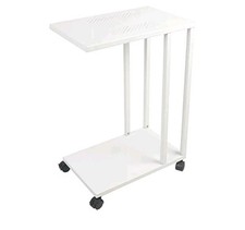 H JINHUI C Shaped Side Table, Mobile Sofa/Living Room Small End White 