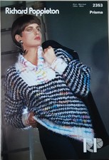 Orig Richard Poppleton Prisma Ladys Shawl Collar Sweater Knitting Pattern 2353