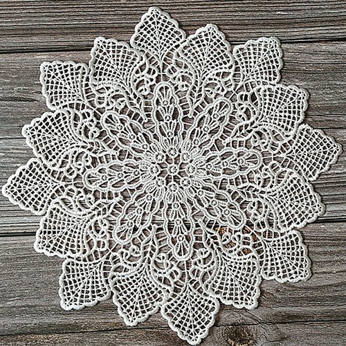 Round guipure embroidery doily - round,