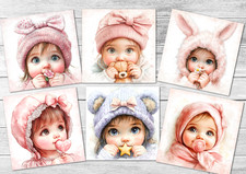 Cute Baby Girl Card Toppers Card Making Decoration - 3.5"