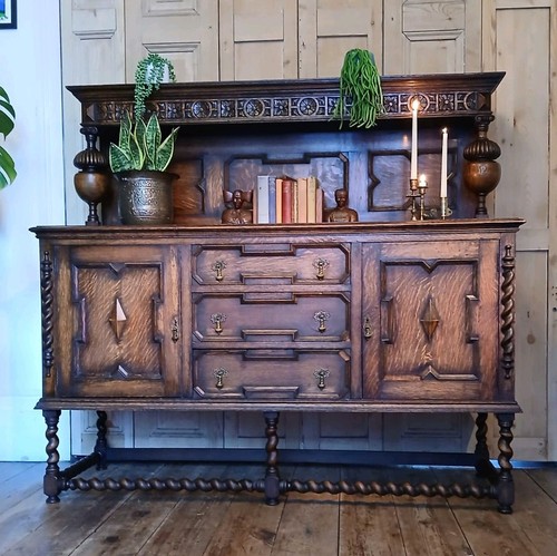Antique oak sideboard with - antique,