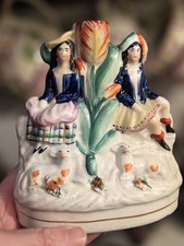 Antique Staffordshire Figure Spill Vase Scottish Sheep Lamb