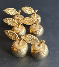 6 x Vintage Solid Brass Apple