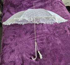 Large White Lace Parasol Umbrella Bride/ Wedding or use as Photo Prop