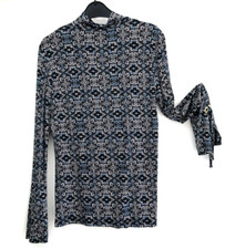 Ladies Long Sleeved Boho Top; George Black Hippy Geometric Patterned Size 10