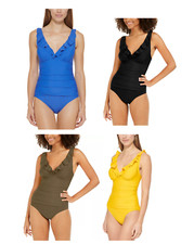 NWT DKNY Women Ruffle Plunge