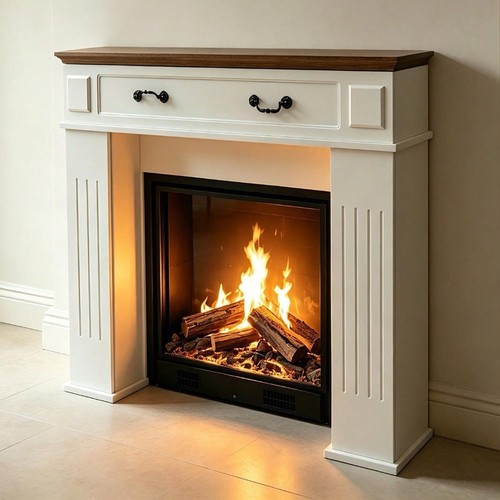 Brown wooden fireplace - brown,