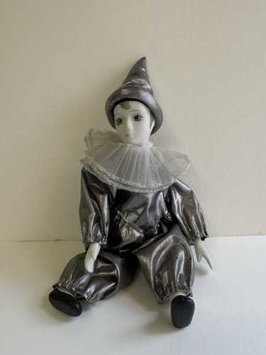 Silver clown porcelain - silver,