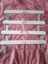 4 Wooden Skirt Trouser Hangers Metal Clips