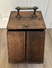 Vintage Firebox Coal Scuttle Logs Fireside Storage Wood And Brass