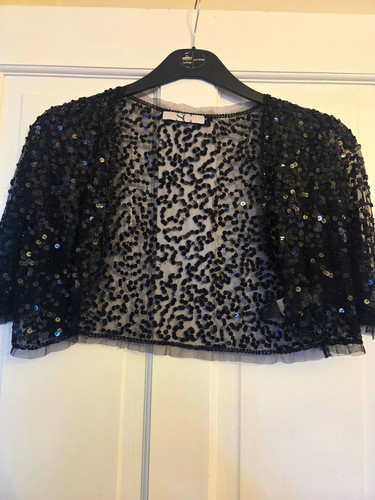 Bhs black sequin tulle cropped - sequin,