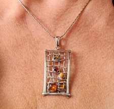 925 silver and Baltic amber pendant
