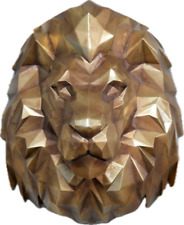 Geometric Gold Resin Lion Head