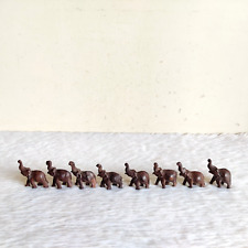 Vintage Original Handmade Brown Wooden Miniature Elephant Set 8Pcs Rare WD412