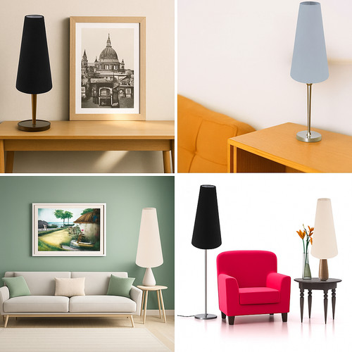 Tall cone empire silk lamp - silk,