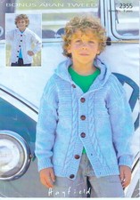 SIRDAR Knitting Pattern 2355 Boy's Cardigans 18-28" 6mths-9 yrs Aran