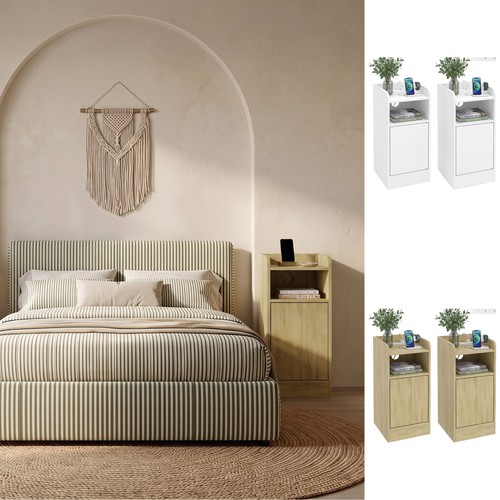 Slim bedside table set - bedside,