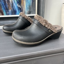 Women Crocs Cobbler Eva Size W 10 Faux Fur Lined Brown Comfort Clogs Mules Uk 8