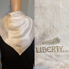 Liberty Vintage Silk Ivory White Raw Silk  Neckerchief Scarf Square 28"