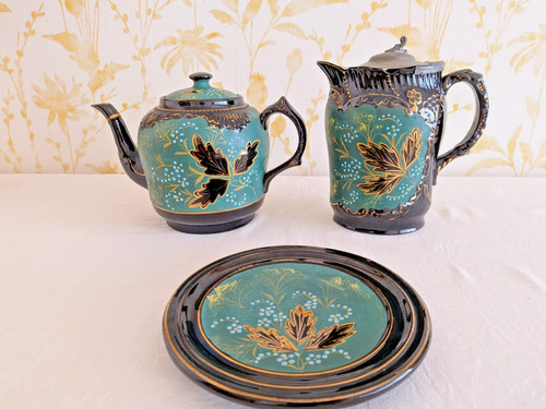 Antique jackfield teapot set - antique,