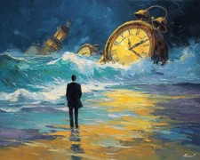 Leonid Afremov CLOCK TIDE Oil