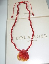 LOLA ROSE *STUNNING* RED ROCK CRYSTAL ADJUSTABLE 16"-26" NECKLACE NIKKI & ME QVC