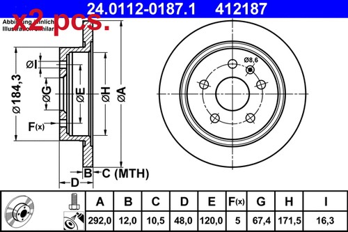 Pcs rear brake disc - x2, rotos