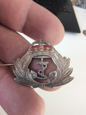 Vintage Sterling Silver Royal Navy Crown Anchor Wreath Sweetheart Brooch Badge