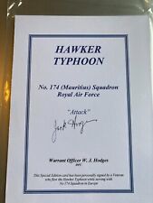WW2 W/O W J Hodges DFC 174 sqn signed Hawker Typhoon Bookplate biography card