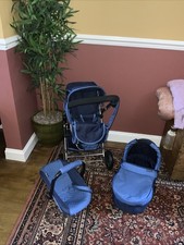 Silver Cross 3 In 1 Travel System Dolls Pram, Carry Cot And Car Seat
