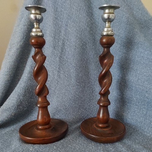 Pair vtg wooden barley - vtg, twist