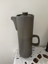 Vintage Denby Chevron Coffee Pot Tall Green 18 Chevron 34cm 3Pt 1960s Pemberton