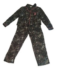 River Island Girls Black Satin Pyjamas Set Bow Design Size 9-10 Years (140cm)