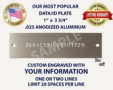 SERIAL NUMBER TAG PLATE DATA
